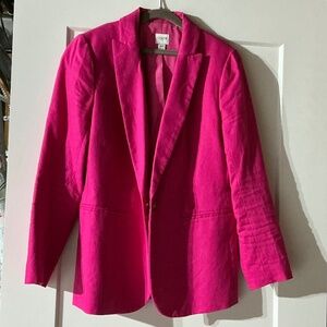 Hot pink J Crew linen blazer